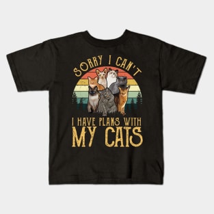 Sorry I Can't I Have Plans With My Cats Retro Style Kids T-Shirt